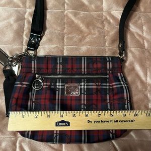 Coach Red and Navy Plaid Crossbody | EUC